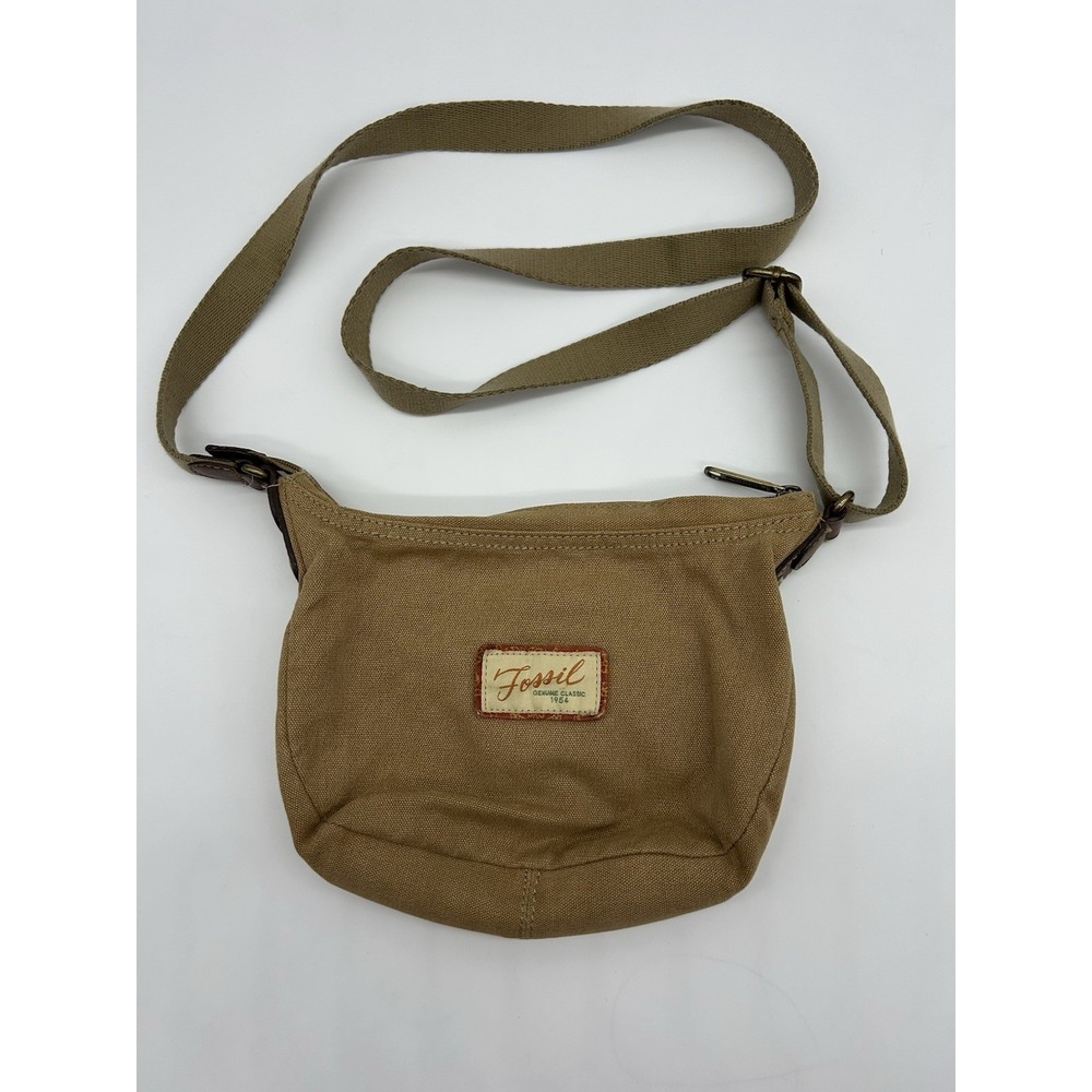 Vintage Y2K‎ Fossil leather and fabric crossbody / shoulder bag